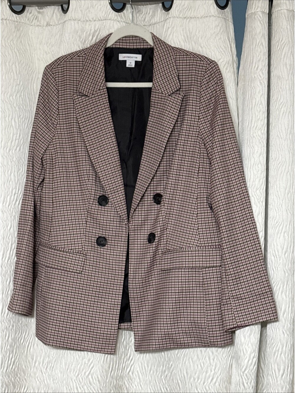 LIZ CLAIBORNE Women's Purple Plaid Blazer Classic Office-Size 14